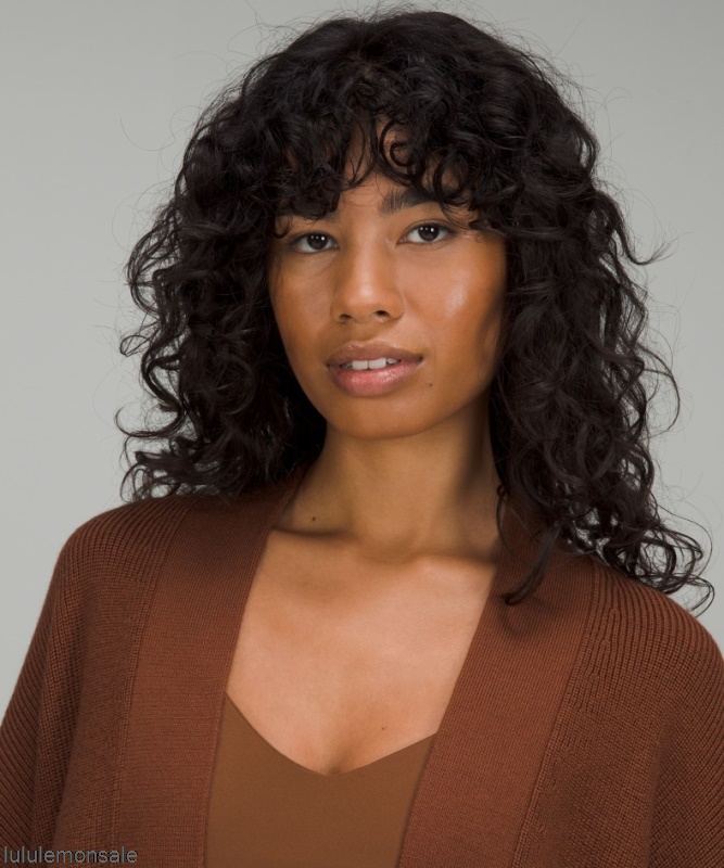 Lululemon Damen DELULU480 | Gerippter Langer Wickelpullover Aus Merinowollmischung Röstbraun